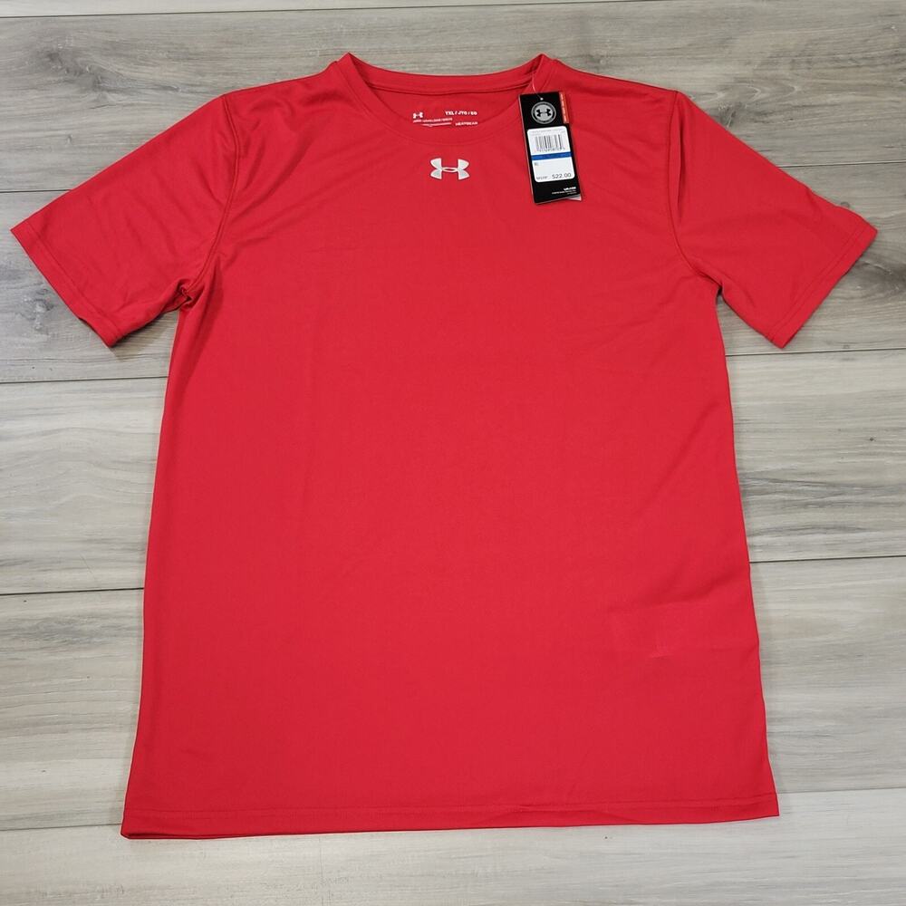 Under Armour T-Shirt Boy's YXL Red Heatgear Short Sleeve New